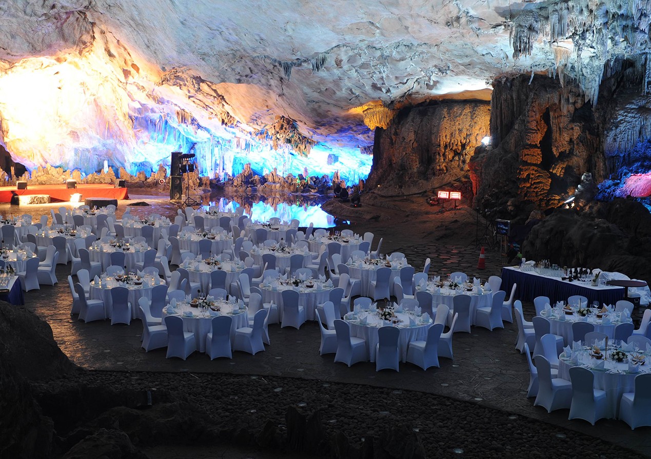 Dinner in the Reed Flute Cave in Guilin